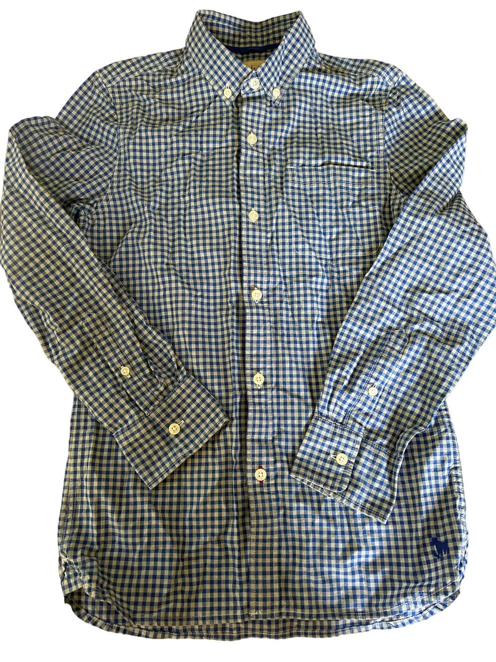 Mini Boden Blue Plaid Button Down Shirt szie 11-12